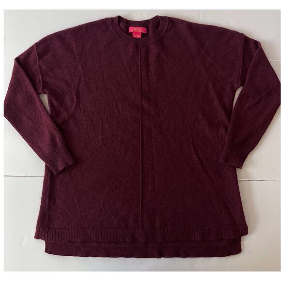 Catherine Malandrino Cashmere Sweater Women M Burgundy Red Cozy Cabincore - Picture 1 of 9
